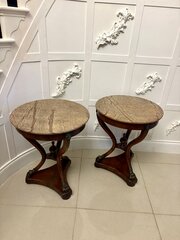 Antique Quality Pair of MarbleTop Side Tables