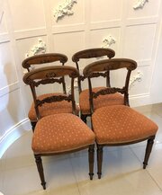 Antique Regency Inlaid Set Of 4 Dining Chairs