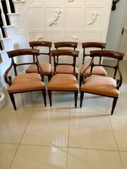 Antique Regency Mahogany Set Of 6 Dining Chairs 