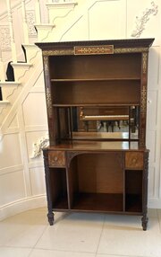 Antique Regency Rosewood Brass Inlay Open Bookcase