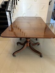 Antique Regency Three-Pillar Mahogany Dining Table