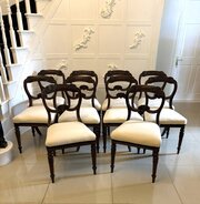 Antique Set Of 10 Carved Mahogany Dining Chairs