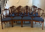 Antique Set Of 12 Shield Back Dining Chairs