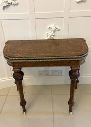 Antique Victorian Burr Walnut Card Console Table