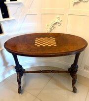 Antique Victorian Burr Walnut Carved Centre Table 