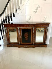 Antique Victorian Burr Walnut Marquetry Sideboard