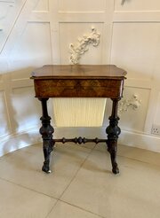 Antique Victorian Burr Walnut Sewing/Writing Table