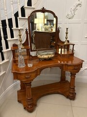 Antique Victorian Carved Mahogany Dressing Table