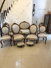 Antique Victorian Carved Walnut 11 Piece Suite