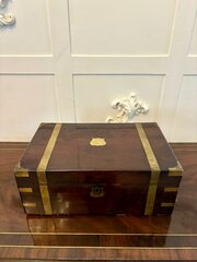 Antique Victorian Mahogany Brass Bound Writing Box