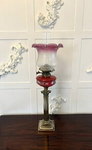 Antique Victorian Quality Brass Oil Lamp 