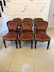 Antique Victorian Set Of 6 Mahogany Dining Chairs 