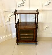 Antique Victorian Walnut Canterbury Music Cabinet