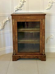 Antique Victorian Walnut Inlay Glazed Pier Cabinet