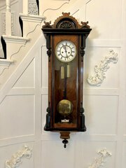 Antique Vienna Walnut Double Weight Wall Clock