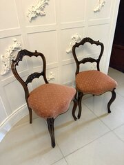 Antique  Pair Of Carved Walnut Side Chairs