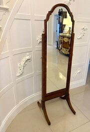 Fine Quality Antique Walnut Cheval Mirror