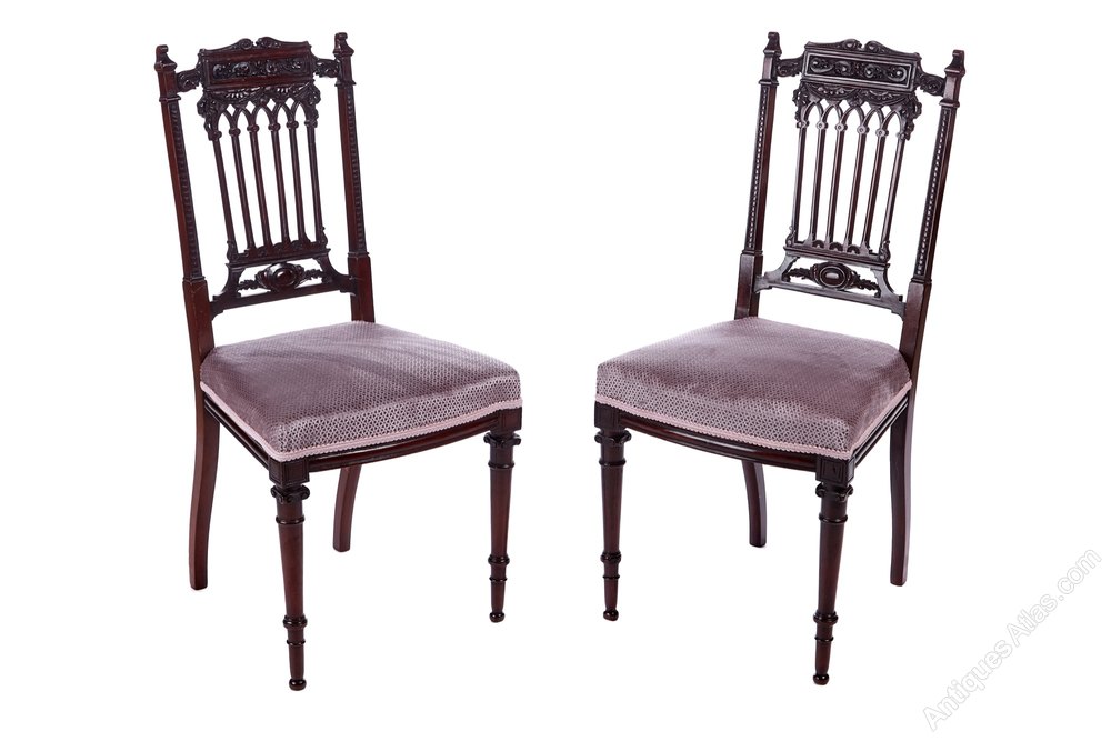 Pair Of Antique Victorian Carved Mahogany Chairs Antiques Atlas