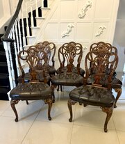 Set Of 8 Antique Quality Gilded Dining Chairs 