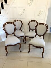 Set Of Four Antique Balloon Back Dining Chairs 