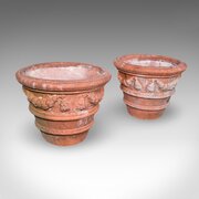2 Vintage Patio Jardinieres English Terracotta