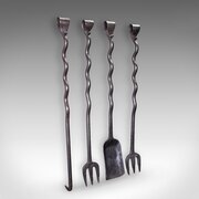 4 Antique Country House Inglenook Fire Tools