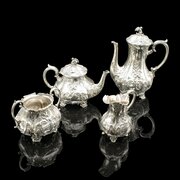 Antique 4 Piece Tea Service, English, Silver Plate