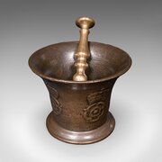 Antique Apothecary Mortar & Pestle, English Bronze