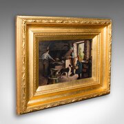 Antique Blacksmiths Cottage Painting, English