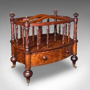 Antique Canterbury Stand, English, Burr Walnut