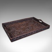 Antique Carved Serving Tray, Anglo-Indian, C.1900