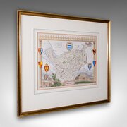 Antique Cheshire County Map, English, Framed Moule