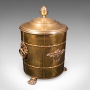 Antique Coal Bin, English, Brass, Fireside Store