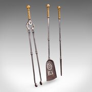 Antique Companion Set, Three Fireside Tools, Poker