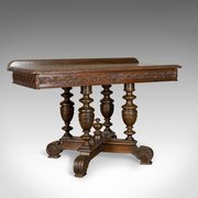 Antique Console Table, English, Oak, Victorian, 