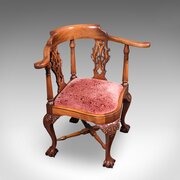 Antique Corner Armchair, English, Dressing Seat