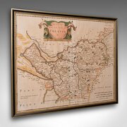 Antique County Map, Cheshire, English, Framed