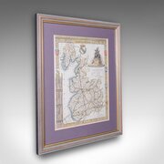 Antique County Map Of Lancashire, English, Framed