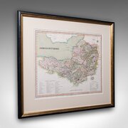Antique County Map Of Somerset, English, Framed