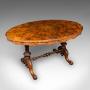 Antique Display Table, English Burr Walnut, 4 Seat
