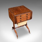 Antique Drop Leaf Ladies Work Table, English, 1820