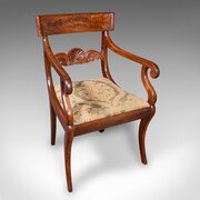 Antique Elbow Chair, English Drawing Room Seat