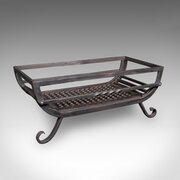 Antique Fire Basket, English, Cast Iron Fireplace
