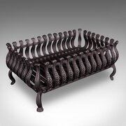 Antique Fire Basket, English, Cast Iron, Fireplace