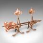 Antique Fireside Companion Set, French Bronze Fire andirons
