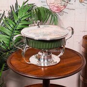 Antique Food Warmer, English Ceramic, Silver Plate