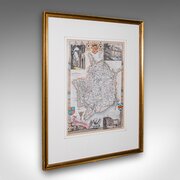 Antique Framed County Map, Monmouthshire, English