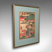 Antique Framed Woodblock Print, Japanese Art, Edo