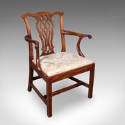 Antique Gentlemans Elbow Chair, English, Seat