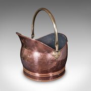 Antique Hand Finished Coal Scuttle, English Copper